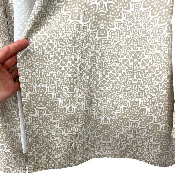 Coolibar printed open front lightweight topper duster Size M tan white boho lage - Picture 4 of 7